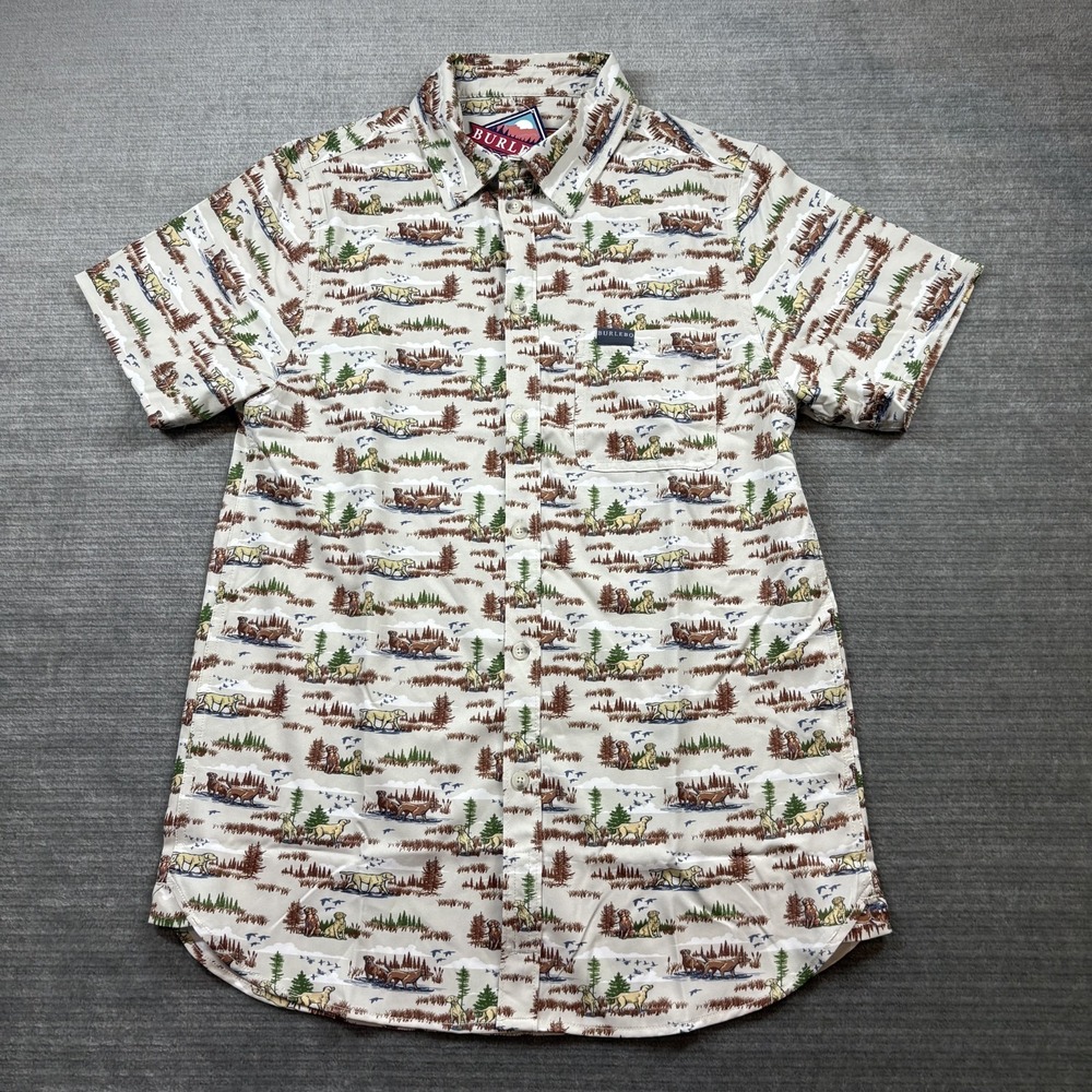 Burlebo Shirt Mens M Labrador Retriever Print Short Sleeve Performance Button